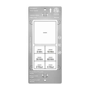 Interruttore a Timer a pulsante remoto certificato ETL interruttore elettrico a 6 Amp con coperchio piastra senza vite per luci ventilatori motori - Product Image 1