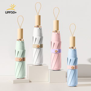 Colored Rubber <strong>Sunny</strong> Umbrella Custom logo Color Coating Three-fold Umbrella for Women - Product Image 1