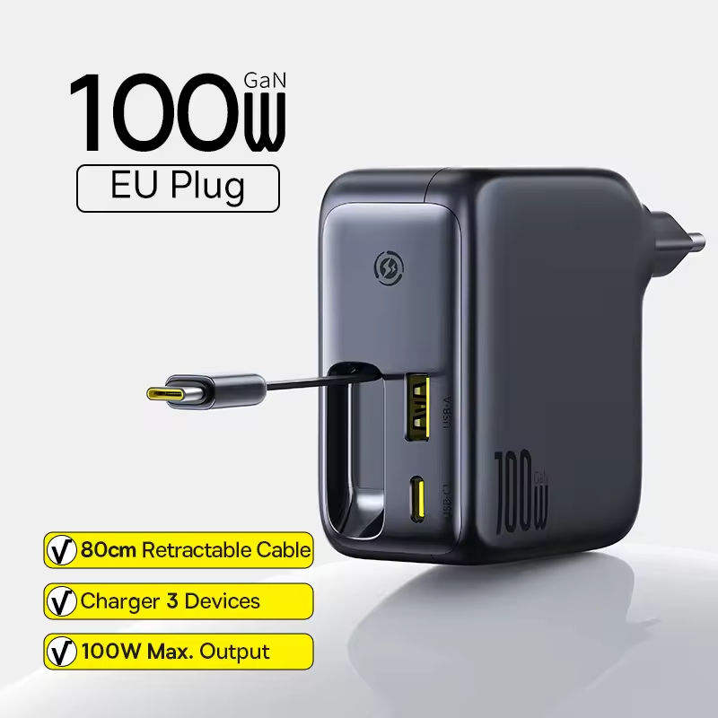 Enchufe europeo negro de 100 W