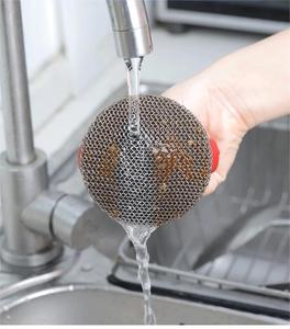 圆形不锈钢密网刮刀刷餐具清洁器，带防滑硅胶手柄洗涤器刷 - Product Image 3