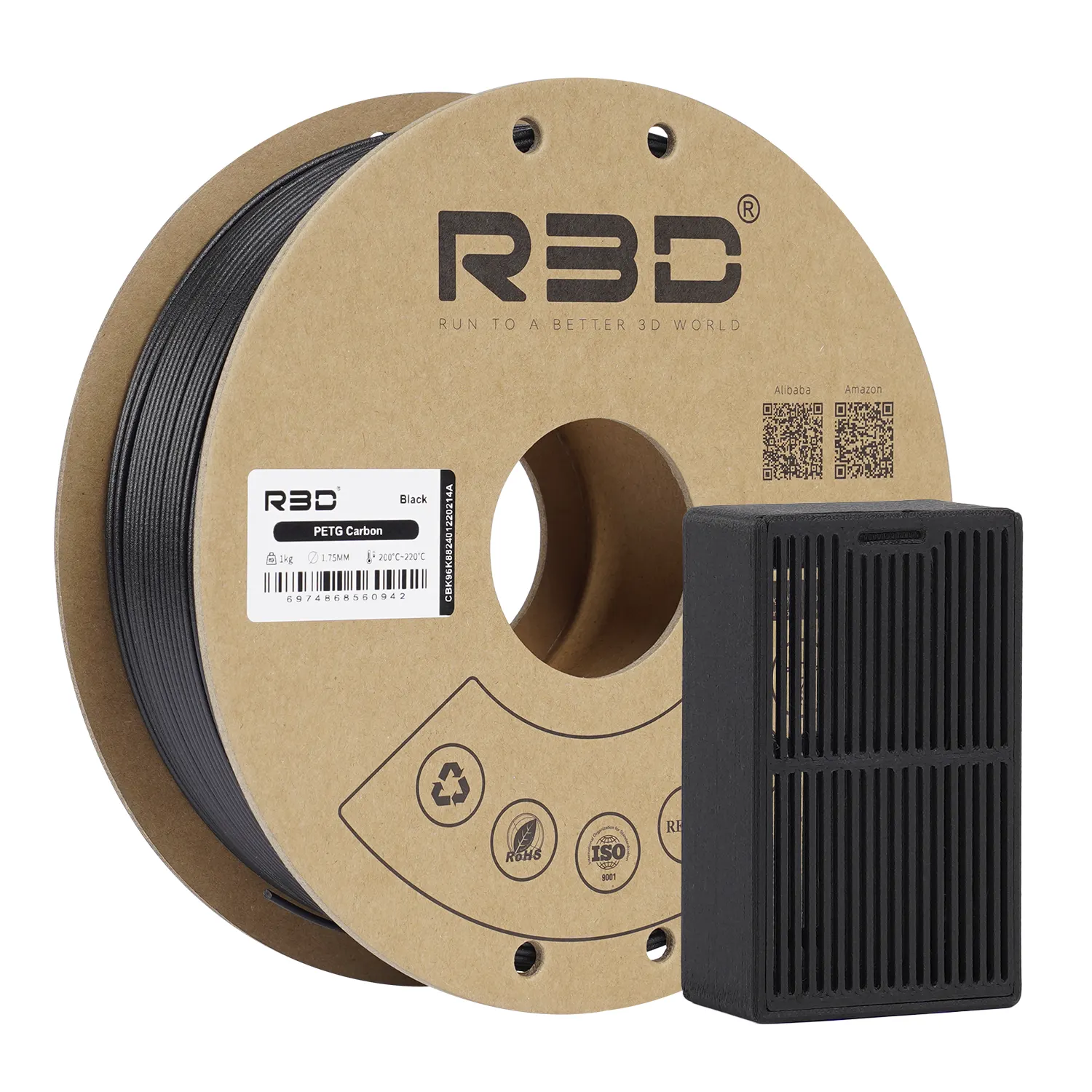 R3D PETG filamento di carbonio 1.75mm 1KG per la stampa 3D