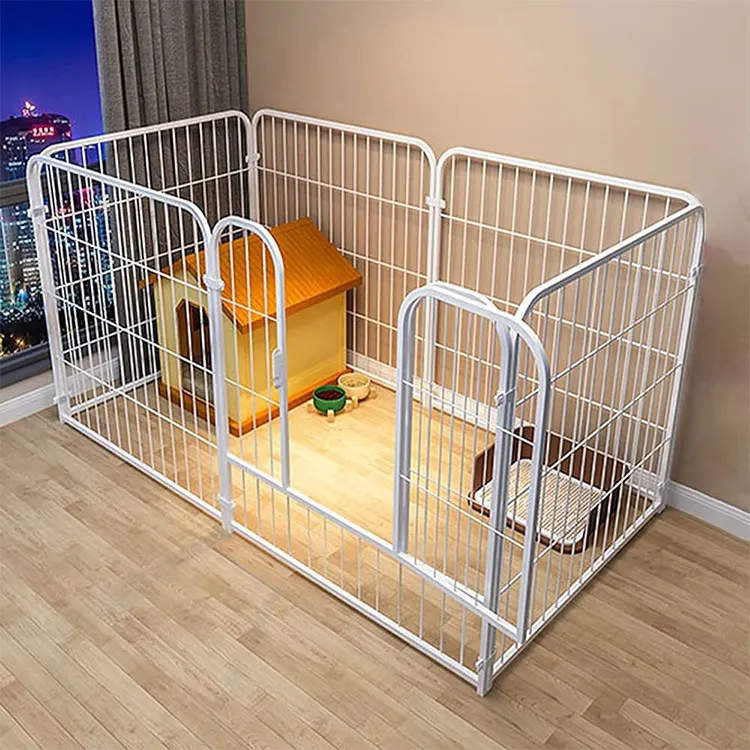 Pagar hewan peliharaan lipat persegi untuk hewan peliharaan portabel playpen anjing lari dalam ruangan tugas berat anak anjing