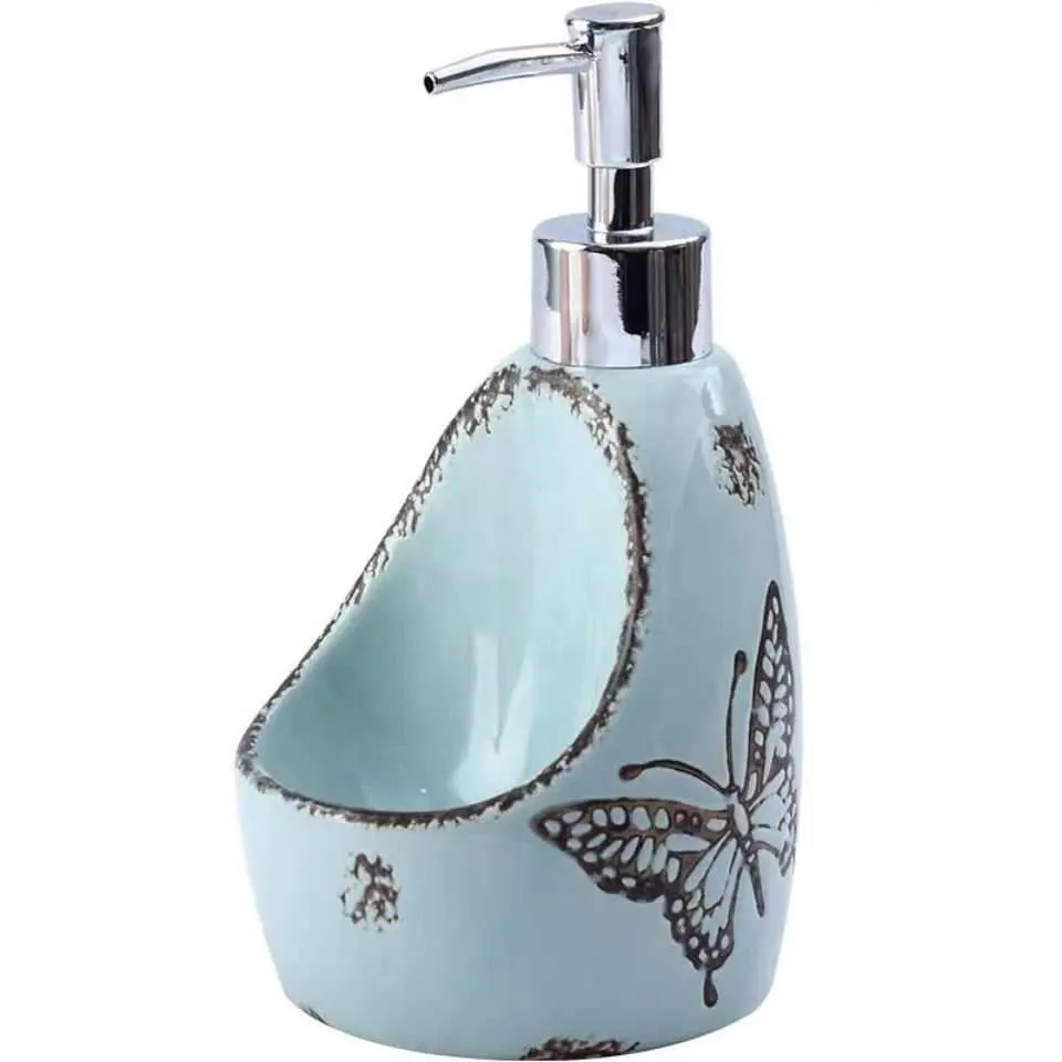 Distributeur de savon grande capacité articles de salle de bain bouteille de lotion en céramique gel douche désinfectant pour les mains bouteille de détergent
