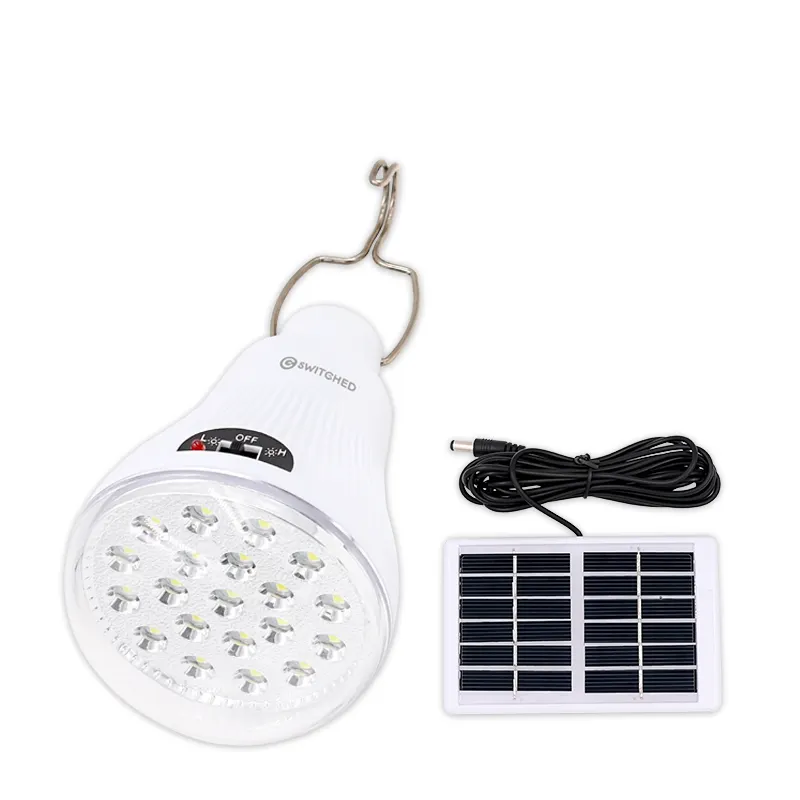 Lumière solaire portative de lampe d'ampoule de LED avec la lumière de camping de batterie au plomb rechargeable de lumière blanche de crochet de panneau solaire