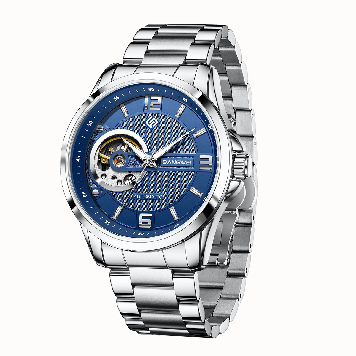 Steel strip silver blue