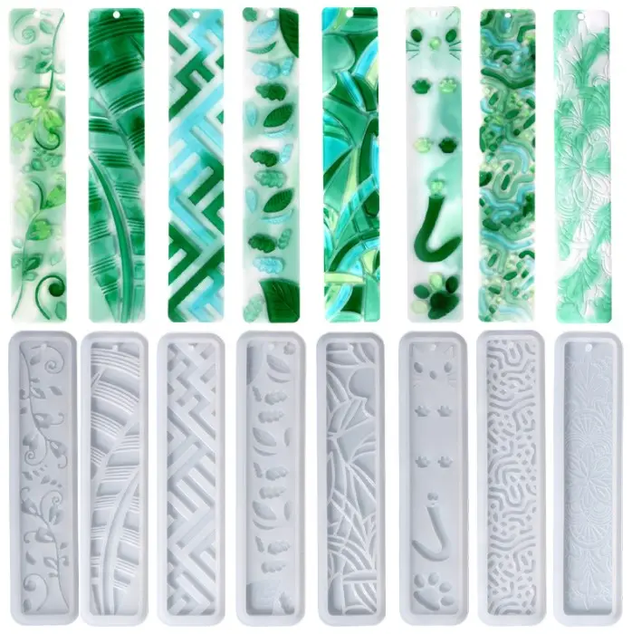 Resina epóxi 14118 diy novo design de silicone, penas, folha, marcador de página, resina, molde