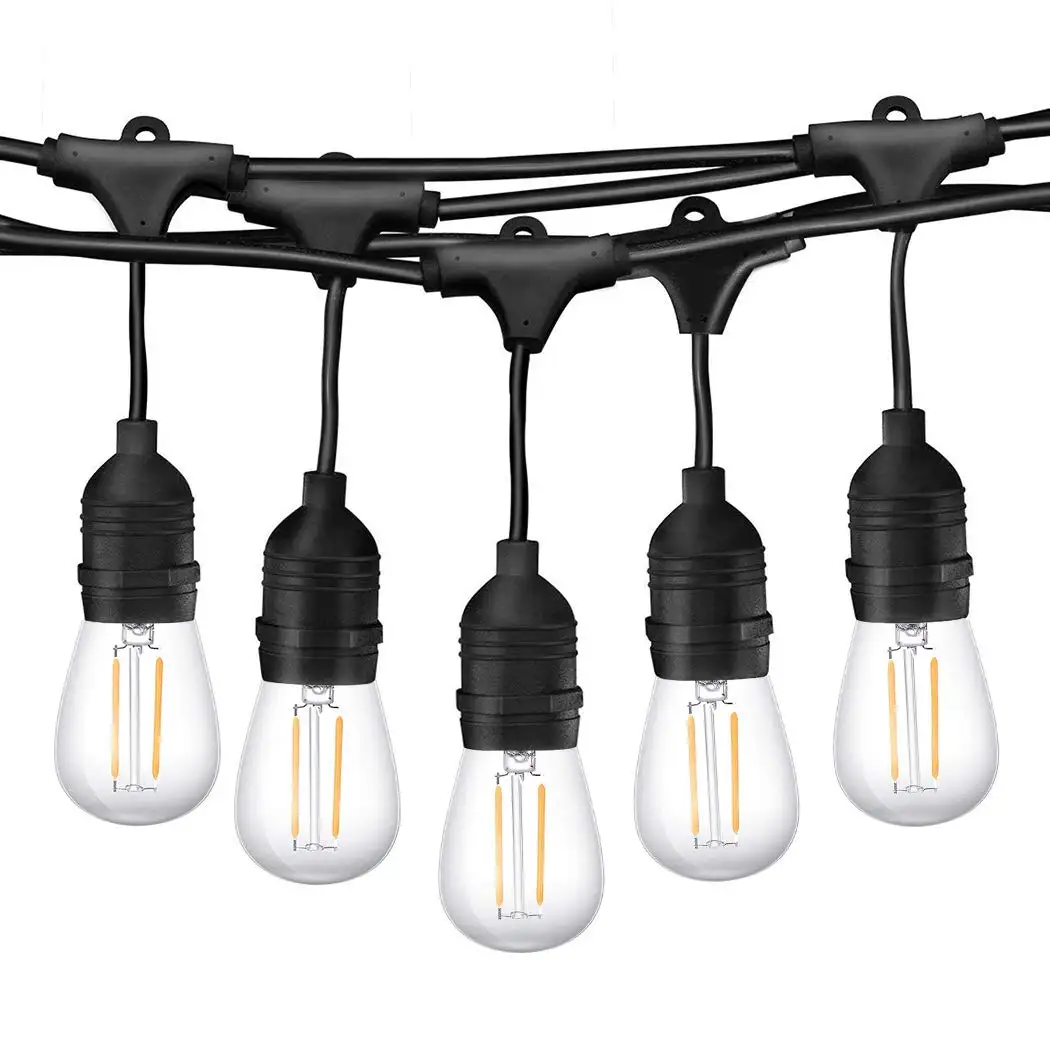 48FT de las luces al aire libre de las luces con Edison S14 bombillas LED para vacaciones Patio Jardín de uso