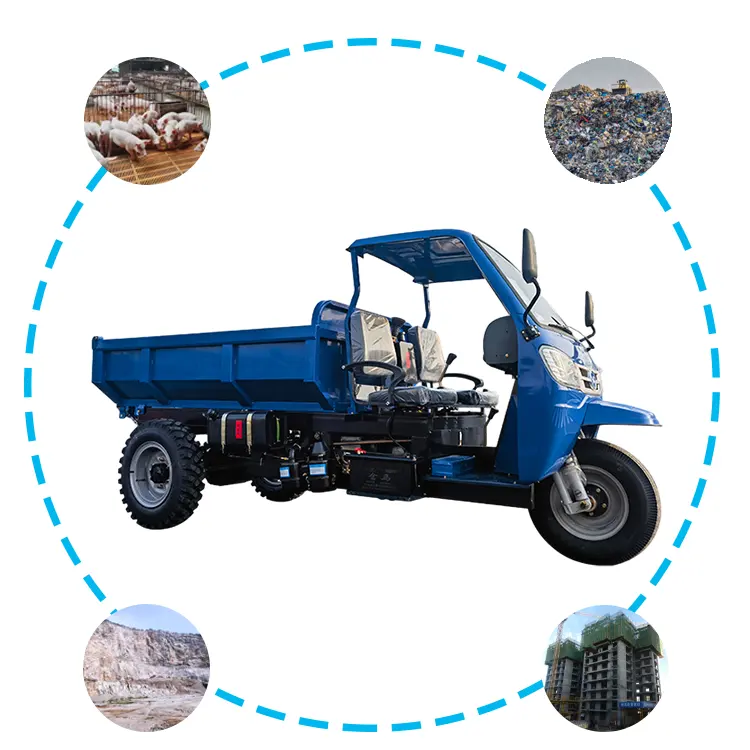 Reliable Motorcycle 3 Wheel Diesel Tricycle Cargo Large Capacity 2 Ton Self Loading Hydraulic Mini Diesel Dumper Truck