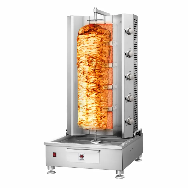 Máquina de corte automática comercial de Doner Kebab, parrilla Shawarma de infrarrojo lejano de 1,2 M para pollo Kebab y uso de escritorio de Gas LPG