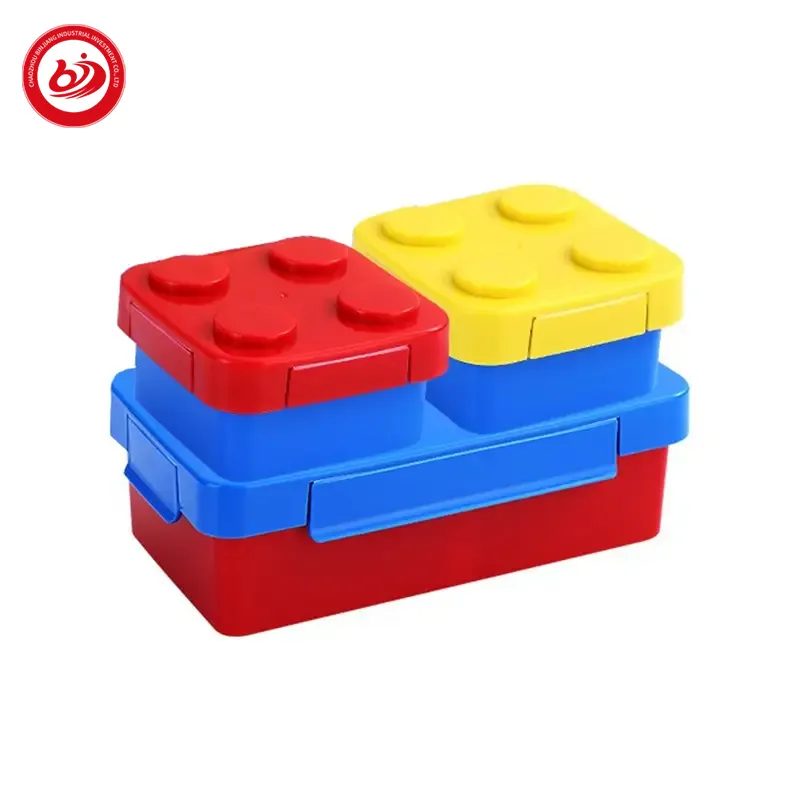 Novo livre costura brinquedo tijolo Design BPA Free Crianças Crianças Plástico Isolado portátil Bento Lunch box para engraçado Kids School