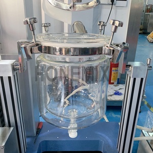 เฟสเดียว5L/10L Lab เครื่องสำอางแก้วเครื่องปฏิกรณ์ครีม Homogenizing ผสมอิมัลชันห้องปฏิบัติการสูญญากาศผสมอิมัลชัน - Product Image 2