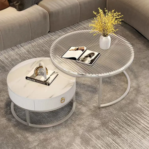 Modern mobilya sehpa çay masası eğlence merkezi masa altın Metal çerçeve mermer veya cam üst - Product Image 1
