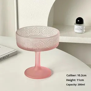 Frosted Hồng dùng một lần 200ml du lịch Mug rơm cap hiện đại đơn giản Thiết kế cao Glass cho Ice Cream món tráng miệng bánh afugato - Product Image 6