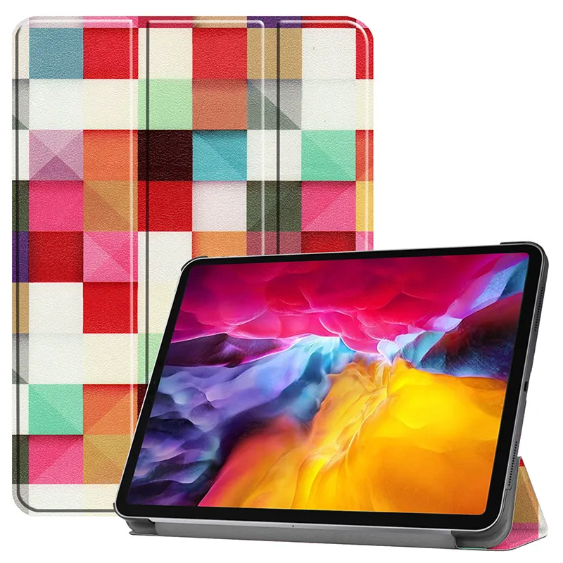 New Tablet Case For Ipad Pro 11 Inch 2021 Smart Folio Case Colored Pu Leather Protective Cover