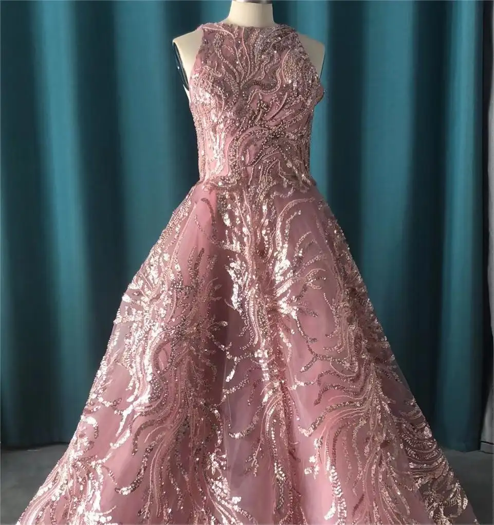 Nuovo elegante lusso con perline una linea abito da sposa abito da ballo abiti da sera abiti foto reale
