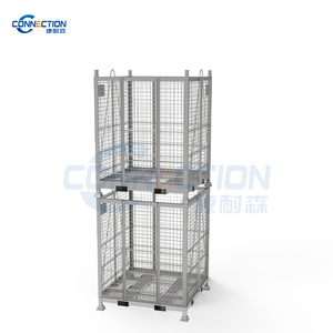Caja de malla de alambre de acero y Metal plegable galvanizada portátil, contenedor de almacenamiento de reciclaje, jaula para almacenamiento en frío, equipo de almacenamiento de carga - Product Image 2