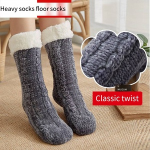 רכה שכבה כפולה רכה slipper גרביים רכים למבוגרים לשמור חם צ 'ניל חם