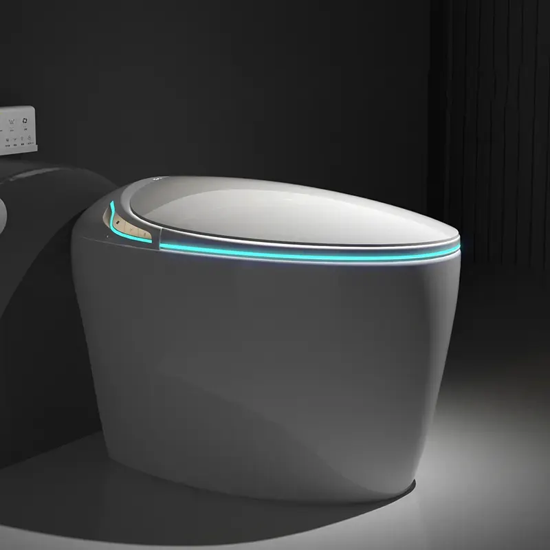 Inodoro inteligente de baño de lujo automático de cerámica montado en el suelo para hotel y hogar