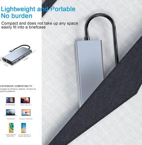 <strong>USB</strong> <strong>C</strong> Hub Multiport <strong>Adapter</strong> 8 in 1 <strong>USB</strong> <strong>C</strong> to 3.5mm Audio Ethernet 4K HDMI VGA Power Delivery SD Card Reader - Product Image 6