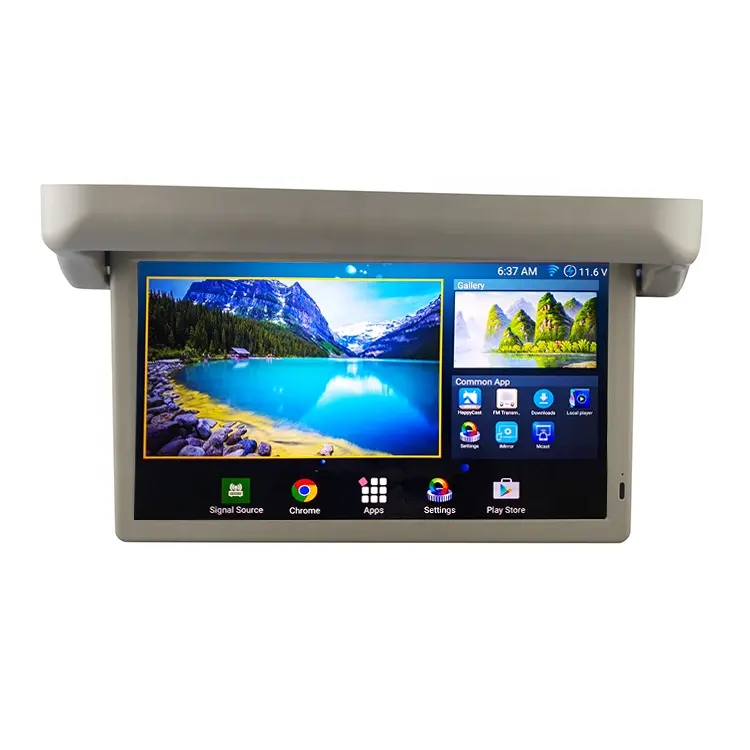 Pantalla Lcd plegable para coche de 15,6 pulgadas, monitor motorizado montado en el techo para autobús, Android, TV