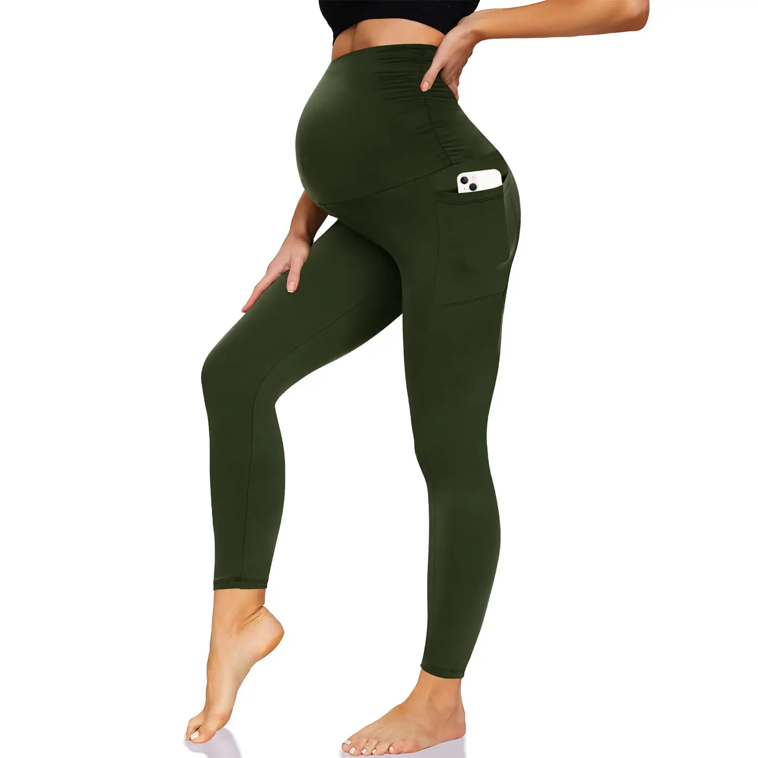 Leggings premaman da donna elasticizzati burrosa morbidi e Casual a vita alta da donna pantaloni premaman per abiti da gravidanza alla moda