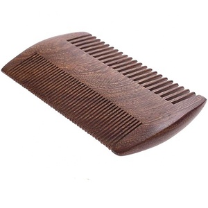 Pettine per barba da uomo in legno di sandalo nero a doppia faccia in vendita calda - Product Image 3