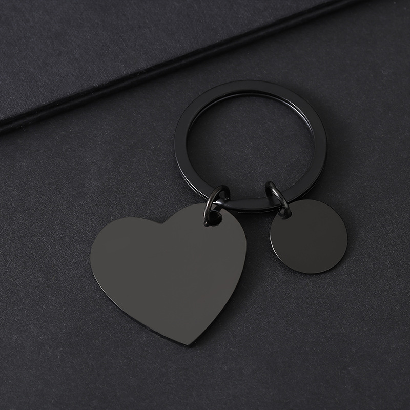 30*28.5 oblique peach heart 15 small round key ring black