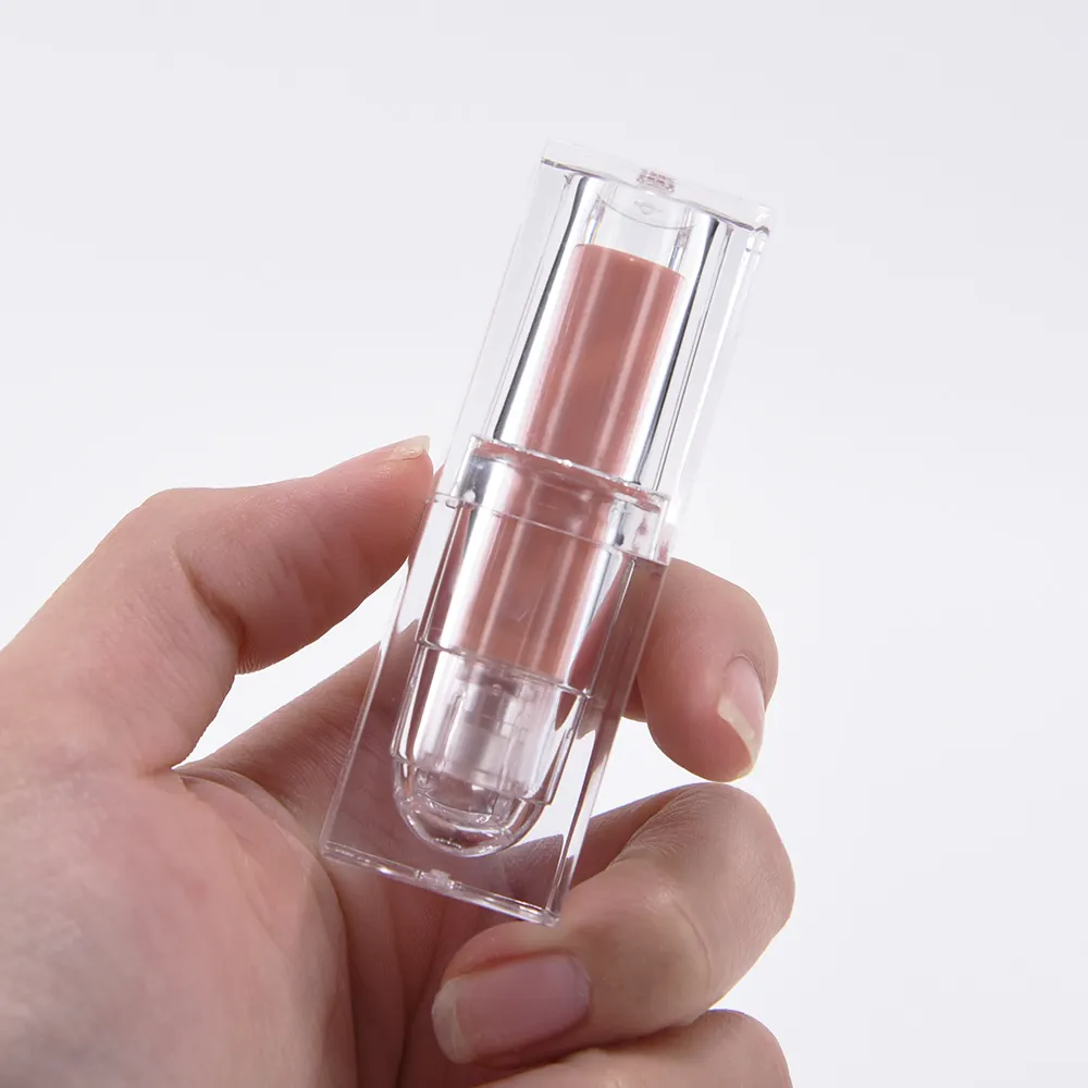 2021 neue klare süße transparente rosarote Ärmel quadratische leere Mini Lippenstift Tube/Fall/Gehäuse/Behälter