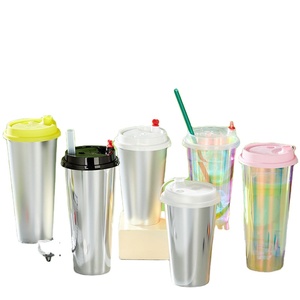 Custom 12Oz 16Oz 24Oz Hard <span class=keywords><strong>Cup</strong></span> Bubble Theekop Regenboog Frosted Holografische Pp Injectie Plastic Binnenstickering - Product Image 2