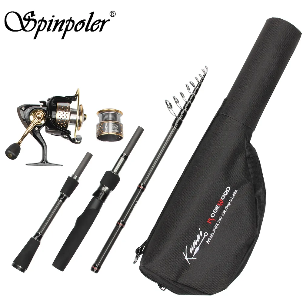 Set combinato mulinello da pesca Spinpoler 2.4m canna telescopica in fibra di carbonio e mulinello da Spinning Serie 1000/2500 Set custodia rigida