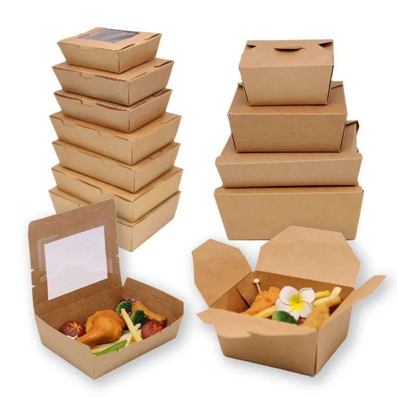 KINGWIN Biodegradable Eco Kraft Paper Food Packaging Takeaway Box