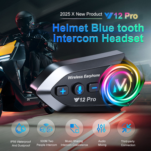 Y12 PRO Control de voz IPX6 Altavoz de casco inalámbrico a prueba de agua 500M Rango 2 Riders Intercom Auriculares de motocicleta con música Compartir - Product Image 5