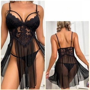 Đồ ngủ xuyên thấu ren gợi cảm, kiểu dây đeo, thêu ren, đồ mặc nhà nữ, nội y gợi cảm - Product Image 5