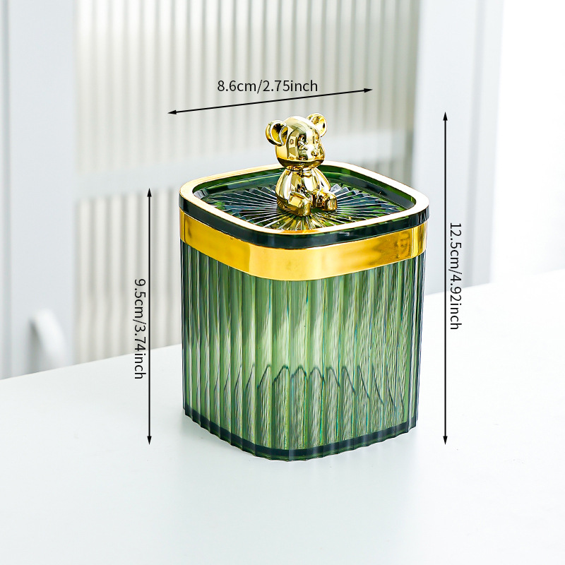 Golden Bear Fruit Green Gold Edge Square and Round Sealed Jar