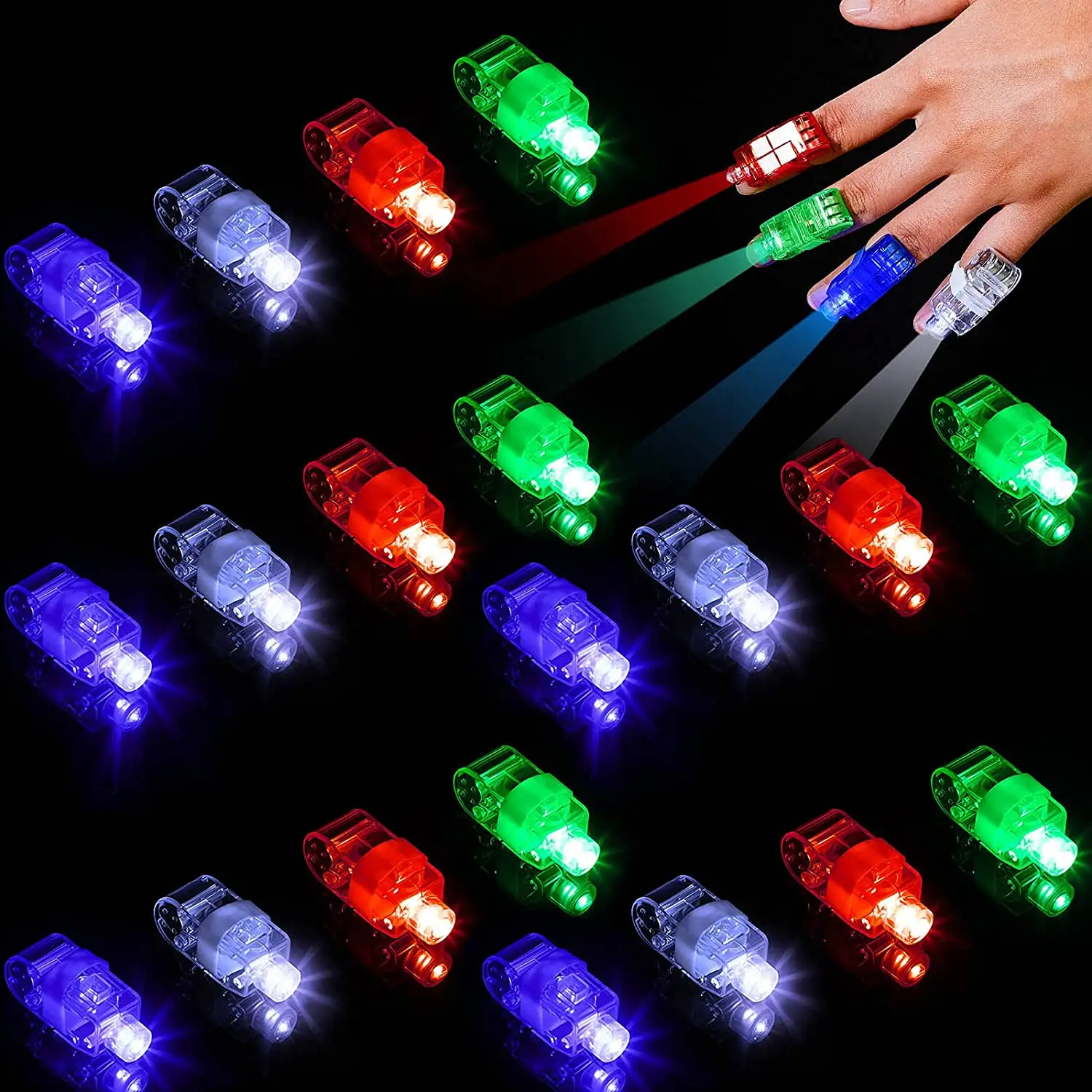 Luci per le dita per bambini LED Finger Lights Finger Glow Sticks per forniture per feste al Neon Rave Laser giocattoli assortiti per adulti