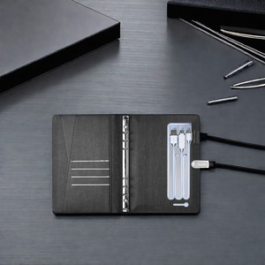 A5 Size Elegant Leather <strong>Notebook</strong> Customization Business Ring Binder <strong>Notebook</strong> Power Bank USB Drive Diary Notepad <strong>with</strong> Pen Loop - Product Image 4
