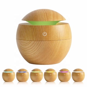 130Ml มินิไม้ Grain Ultrasonic Aroma Essential Oil Diffuser 7สีเปลี่ยนไฟ LED Night Light - Product Image 3