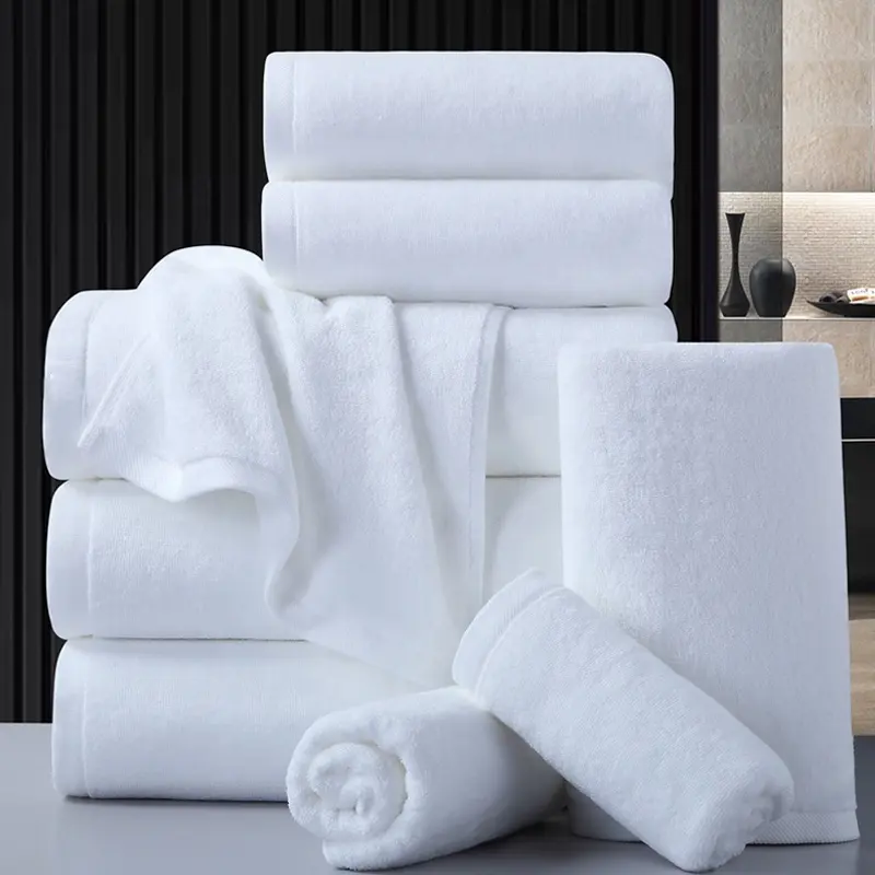 Hotel Leinen 100% ägyptische Baumwolle White Plain Handtuch Custom ized Logo Badet uch Set Baumwolle Terry Handtücher