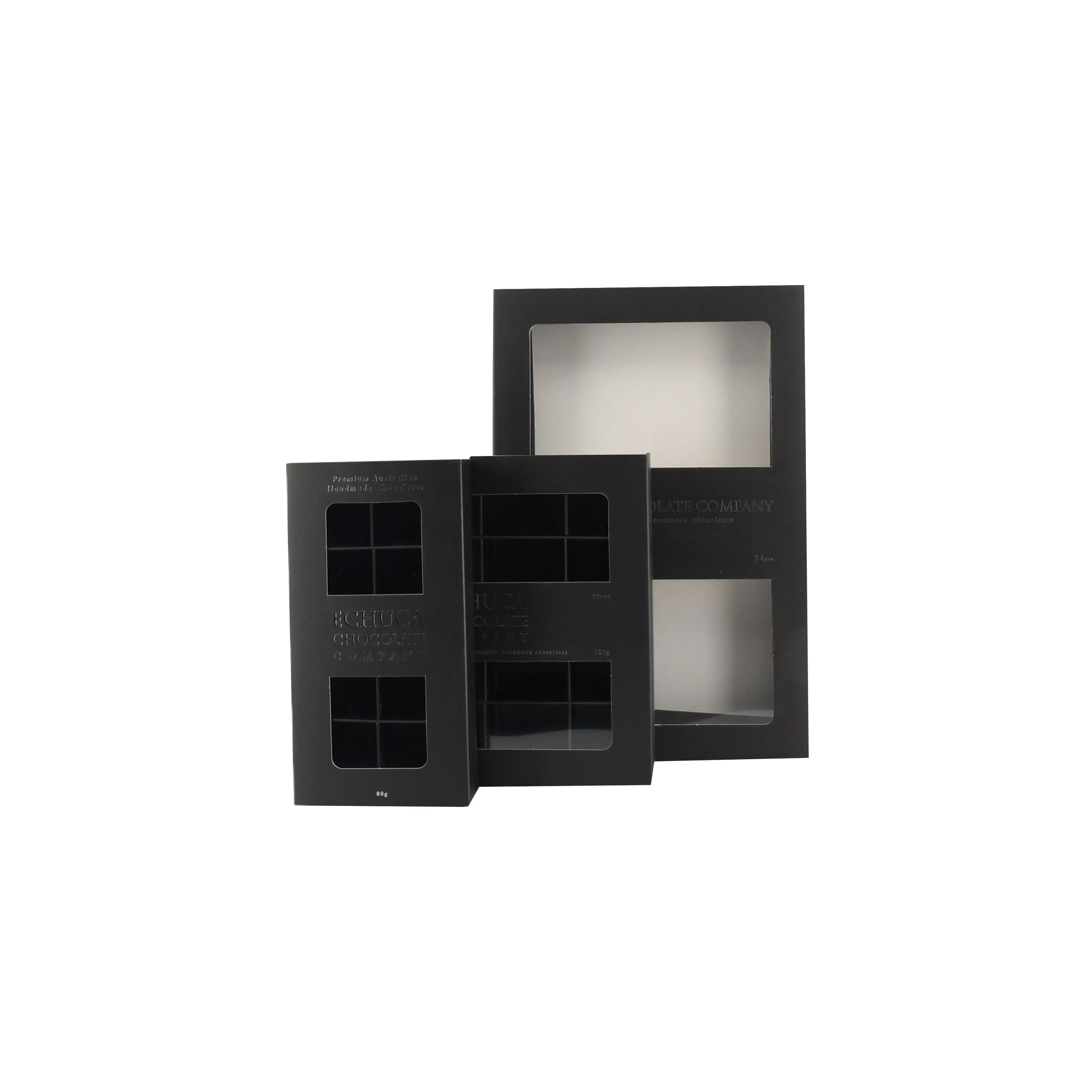 Personalizzato riciclabile personalizzato trasparente magnetico chiudi grandi scatole regalo in carta rigida nera dolce per il confezionamento di cioccolato