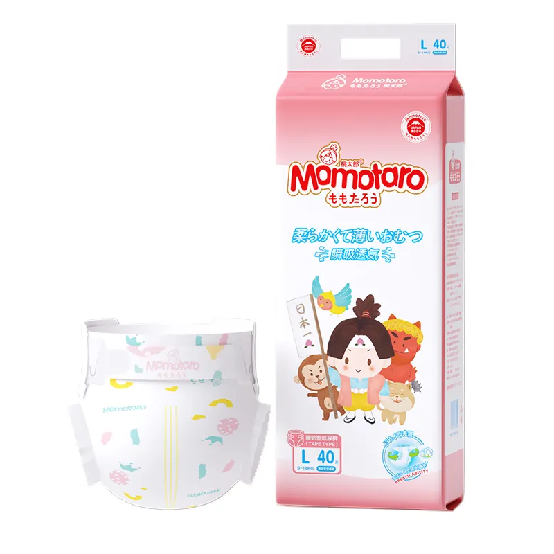Momotaro 브랜드 고품질 편안한 100% 코튼 일회용 졸린 아기 기저귀 도매