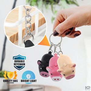 豚のキーホルダーかわいいバックパック豚面白いキーリング<span class=keywords><strong>Led</strong></span>ライトバックパックアニマルペンダント<span class=keywords><strong>Led</strong></span>ライトキーホルダー女性の女の子のギフト