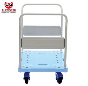 Strong Frame Light Weight 2-Tier <strong>Low</strong> Noise Plastic Platform Cart Logistic Hand <strong>Trolley</strong> with Foldable Handle - Product Image 5
