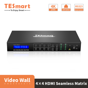 TESmart-conmutador de pared de vídeo sin costura OEM ODM, 4 salidas, 4 puertos HDMI, matriz HDCP 1,4, interruptores de matriz HDMI 4K30Hz
