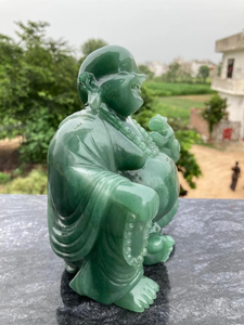 טבעי ג 'ייד צוחק buddha גילוף צפרדע שנות שגשוג לב צ' אקרה קריסטל בית תפאורה בית תפאורה חצי יקרה אבן חן
