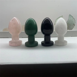 Hoge Kwaliteit Hand Gesneden Multi Color Kwarts Kristal Zwart Obsidiaan Anale Plug Voor Helende Stenen Verkoop - Product Image 2