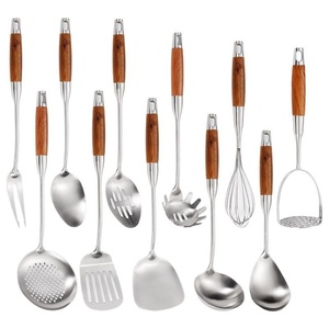 304 Thép Không Gỉ Nhà Bếp Lớn Nấu Ăn Công Cụ Súp Múc Turners Bao Gồm Thìa Chiên Xẻng Khoai Tây Báo Chí Canning-Kim Loại - Product Image 5