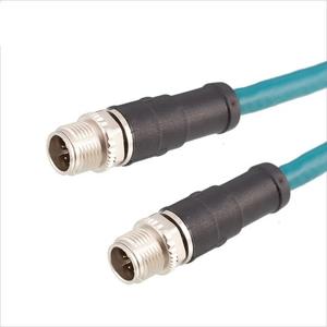 Fiche mâle surmoulée M12 à 8 broches X-Code avec câble PUR bleu Fil Internet 4P26-001 CAT6A - Product Image 3