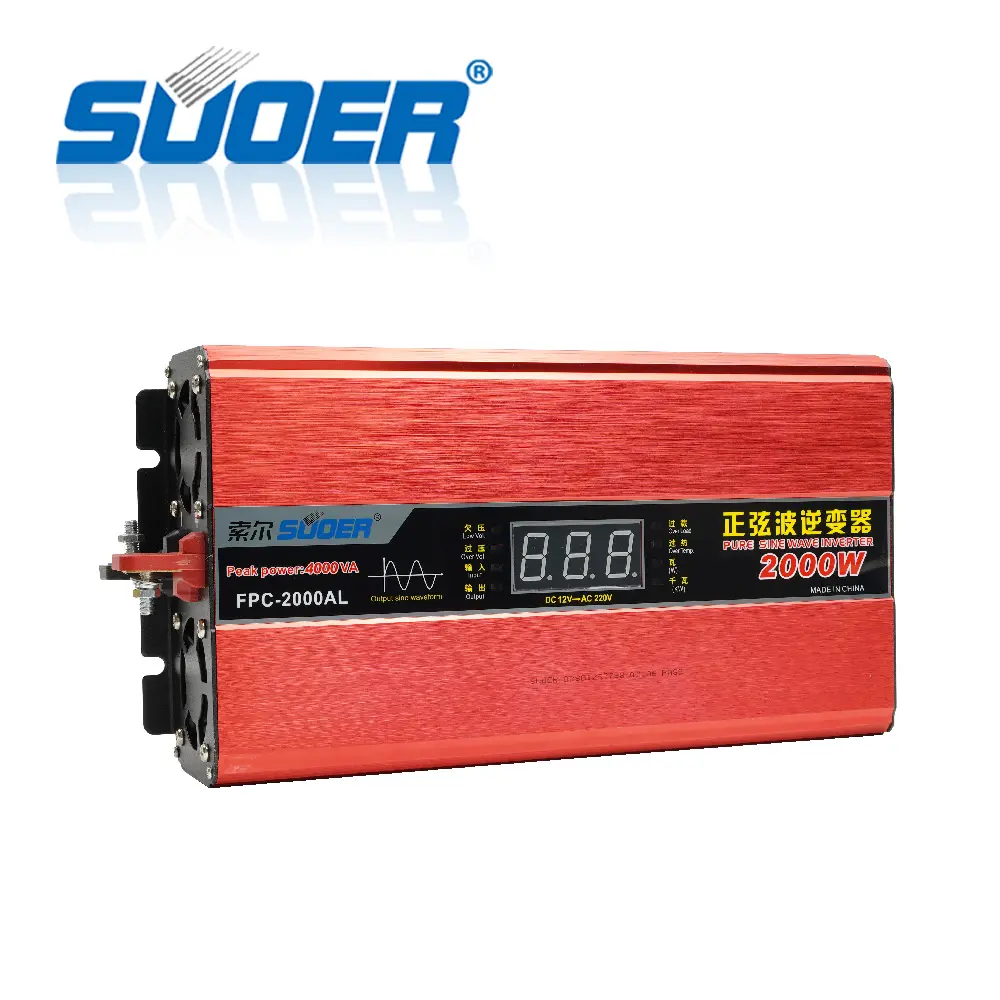 Inversor fuera de la red Suoer 12VDC/24VDC 300W 500W 1000W 1500W 2000W 3000W inversor de potencia de onda sinusoidal pura