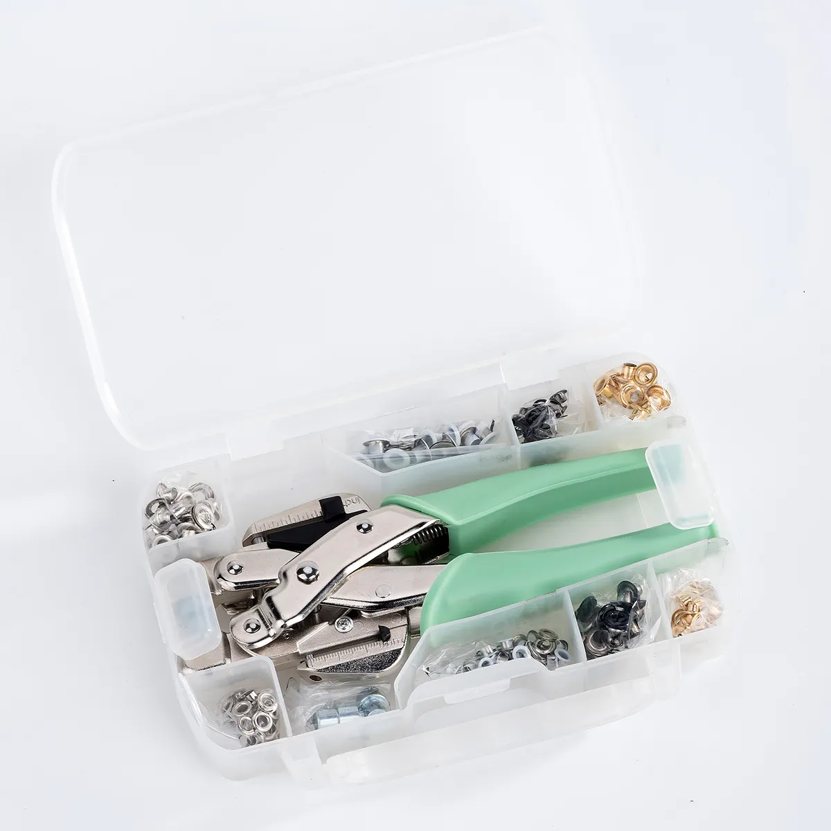 Kit lubang tali warna-warni 3mm dan 5mm, dengan alat tang lubang tali untuk kerajinan