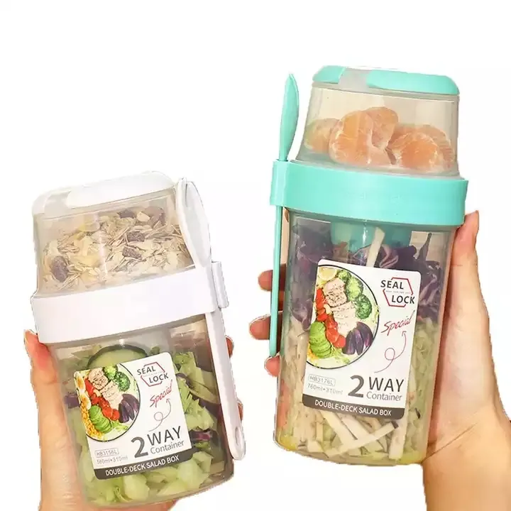 Tx Draagbare Milieuvriendelijke Maaltijdsshaker Cup Saladedressing Container Tot Saladegranen Picknickdrinkbekers